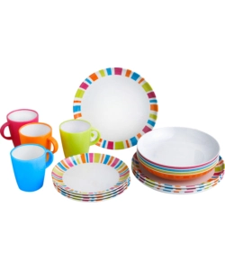 SET 16 STOVIGLIE DA CAMPEGGIO BRUNNER "SPECTRUM" IN MELAMINA ANTISCIVOLO