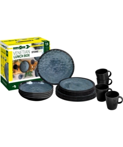 SET 16 STOVIGLIE DA CAMPEGGIO BRUNNER "VENETIAN" IN STONE TOUCH ANTISCIVOLO