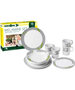 SET 16 STOVIGLIE DA CAMPEGGIO BRUNNER "TULIP" IN MELAMINA