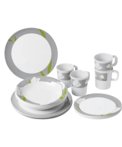 SET 16 STOVIGLIE DA CAMPEGGIO BRUNNER "TULIP" IN MELAMINA