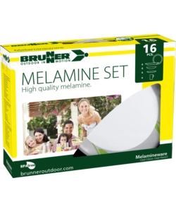 SET 16 STOVIGLIE DA CAMPEGGIO BRUNNER "TULIP" IN MELAMINA