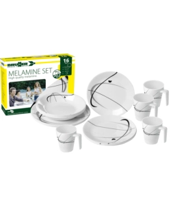 SET 16 STOVIGLIE DA CAMPEGGIO BRUNNER "SERENADE" IN MELAMINA ANTISCIVOLO