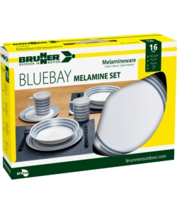 SET 16 STOVIGLIE DA CAMPEGGIO BRUNNER "BLUEBAY" IN MELAMINA