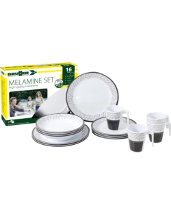 SET 16 STOVIGLIE DA CAMPEGGIO BRUNNER "PRALIN" IN MELAMINA ANTISCIVOLO