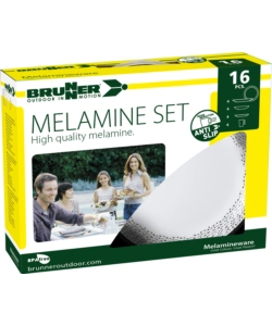 SET 16 STOVIGLIE DA CAMPEGGIO BRUNNER "PRALIN" IN MELAMINA ANTISCIVOLO