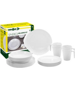 SET 16 STOVIGLIE DA CAMPEGGIO BRUNNER "SPHERICA" IN MELAMINA ANTISCIVOLO