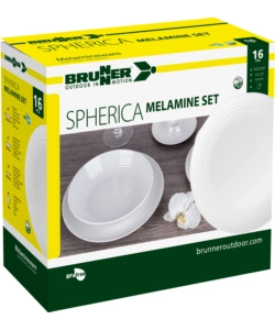 SET 16 STOVIGLIE DA CAMPEGGIO BRUNNER "SPHERICA" IN MELAMINA ANTISCIVOLO