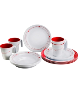SET 16 STOVIGLIE DA CAMPEGGIO BRUNNER "COSMIC" IN MELAMINA ANTISCIVOLO