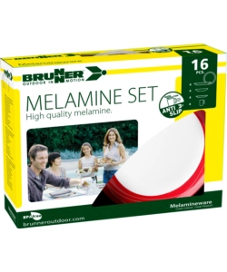 SET 16 STOVIGLIE DA CAMPEGGIO BRUNNER "COSMIC" IN MELAMINA ANTISCIVOLO