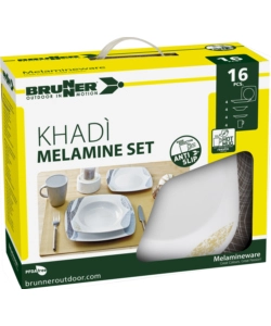 SET 16 STOVIGLIE DA CAMPEGGIO BRUNNER "KHADÌ" IN MELAMINA ANTISCIVOLO