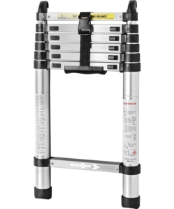 SCALA TELESCOPICA "LADDY ALCOVE" IN ALLUMINIO CON 2 GANCI DI FISSAGGIO, 210X36X6 CM