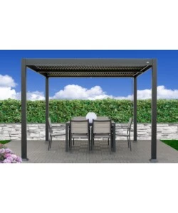 PERGOLA BIOCLIMATICA RIVIERA "SOLANUM PLUS" IN ALLUMINIO ANTRACITE 300X300X240 CM