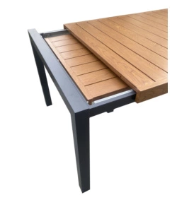 TAVOLO DA ESTERNO ESTENSIBILE "ALISSA" IN ALLUMINIO TEAK NATURALE 160/240X100X74 CM
