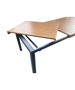 TAVOLO DA ESTERNO ESTENSIBILE "ALISSA" IN ALLUMINIO TEAK NATURALE 160/240X100X74 CM