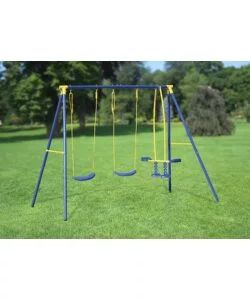 ALTALENA PER BAMBINI DOPPIA CON CAVALLUCCIO ESSENZA "4 MISURA" IN ACCIAIO E PLASTICA COLORE BLU 261X142X182 CM