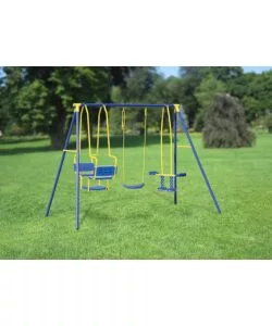 ALTALENA PER BAMBINI ESSENZA "5 MISURA" CON SEGGIOLINO, CAVALLUCCIO E GONDOLA IN ACCIAIO E PLASTICA COLORE BLU 270X142X182 CM