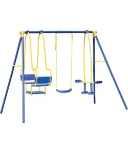 ALTALENA PER BAMBINI ESSENZA "5 MISURA" CON SEGGIOLINO, CAVALLUCCIO E GONDOLA IN ACCIAIO E PLASTICA COLORE BLU 270X142X182 CM