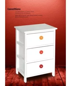 CASSETTIERA 3 CASSETTI CON BOTTINI IN LEGNO ARMONIA 40X29X58 CM