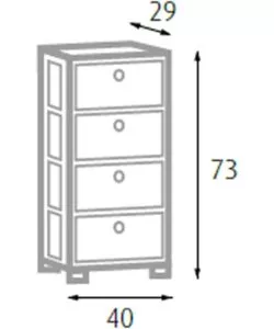 CASSETTIERA 4 CASSETTI CON BOTTINI IN LEGNO ARMONIA 40X29X73 CM