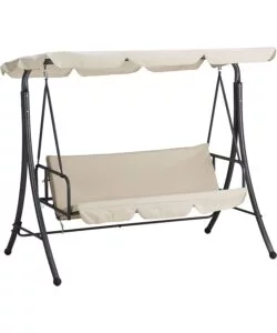 DONDOLO DA ESTERNO A 3 POSTI ESSENZA "BALI" IN ACCIAIO E POLIESTERE COLORE BEIGE 190X120X165 CM