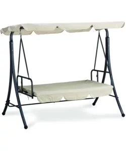 DONDOLO DA ESTERNO A 3 POSTI ESSENZA "BALI" IN ACCIAIO E POLIESTERE COLORE BEIGE 190X120X165 CM