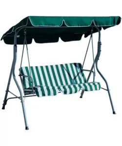 DONDOLO DA ESTERNO A 3 POSTI ESSENZA IN ACCIAIO E POLIESTERE FANTASIA RIGHE VERDI 170X113X156 CM