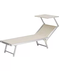 LETTINO DA ESTERNO ESSENZA "DELUXE" CON TETTUCCIO IN ALLUMINIO E TEXTILENE COLOR BEIGE 183X61X38 CM