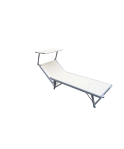LETTINO DA ESTERNO ESSENZA "IBIZA" CON TETTUCCIO IN ALLUMINIO E TEXTILENE, COLOR BEIGE 186X59X36 CM