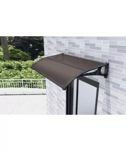 PENSILINA DA ESTERNO ESSENZA IN ABS CON SUPPORTO E PROFILO CENTRALE NERO E COPERTURA IN POLICARBONATO ALVEOLARE MARRONE 135x100 CM