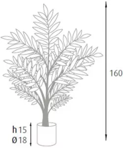 PIANTA DI PALMA ARECA IN POLIETILENE CON 33 FOGLIE, 160 CM