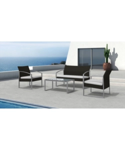 SET DA ESTERNO ESSENZA "ALICANTE BLACK WASHED" CON 2 POLTRONE, 1 DIVANO E UN TAVOLO