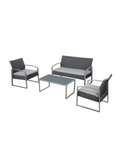 SET DA ESTERNO ESSENZA "ALICANTE BLACK WASHED" CON 2 POLTRONE, 1 DIVANO E UN TAVOLO