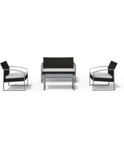 SET DA ESTERNO ESSENZA "ALICANTE BLACK WASHED" CON 2 POLTRONE, 1 DIVANO E UN TAVOLO