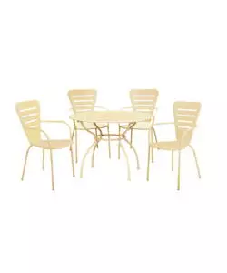 SET DA ESTERNO ESSENZA "GINEVRA BIG" CON 4 SEDIE E 1 TAVOLO IN ACCIAIO COLOR CREMA