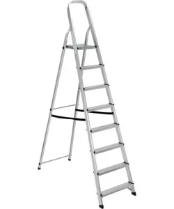 SCALA ALLUMINIO ESSENZA "EVEREST" CON 8 GRADINI E PORTATA MASSIMA 150 KG, 134X51X215 CM