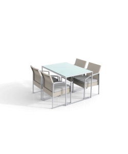 SET DA ESTERNO ESSENZA "BILBAO" CON TAVOLO E 4 SEDIE COLORE BIANCO