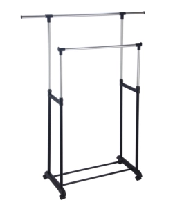 STENDER APPENDIABITI DOPPIO ESTENSIBILE CON RUOTE, 82,5/125X42,5X97/170 CM