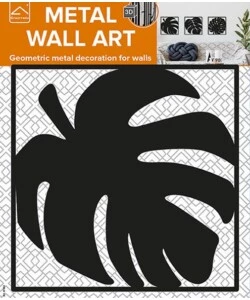 DECORAZIONE IN METALLO DA MURO "LEAF", 27,5X27,5 CM