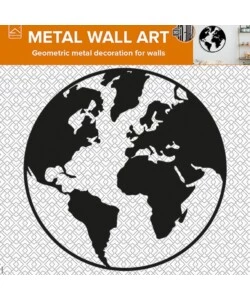 DECORAZIONE IN METALLO DA MURO "WORLD MAP",  DIAMETRO 39,5 CM