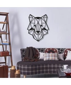 DECORAZIONE IN METALLO DA MURO "WOLF", 54X43 CM