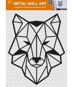 DECORAZIONE IN METALLO DA MURO "WOLF", 54X43 CM