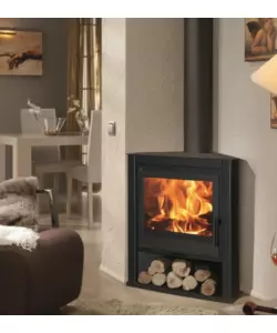 Stufa a legna angolare Panadero "E-40" grigio 6,9 kW