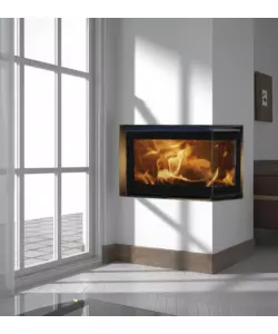 Inserto a legna angolare Panadero "Hogar der" antracite 5,9 kW