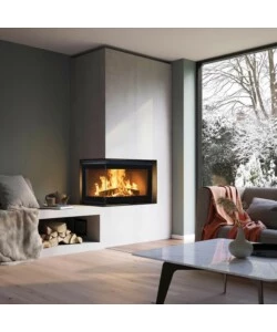 Inserto a legna angolare Panadero "Hogar izq" antracite 5,9 kW