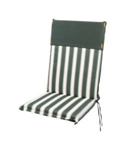 CUSCINO PER SEDIA DA ESTERNO CON SCHIENALE ALTO E FANTIASIA A RIGHE VERDI, 47X68,5X2,5 CM