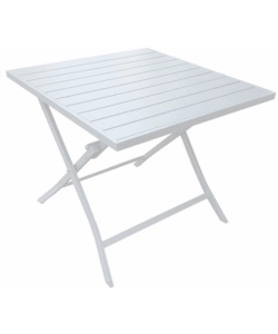 TAVOLO DA GIARDINO PIEGHEVOLE "CORAL" IN ALLUMINIO, COLORE BIANCO, 77X77XH73 CM