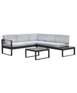 SET DA GIARDINO "HYDRI" IN ALLUMINIO GRIGIO SCURO CON 6 SEDUTE E TAVOLINO