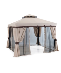 GAZEBO DA ESTERNO "ROMA" IN ALLUMINIO E POLIESTERE COLORE ECRU, 300X300X200 CM