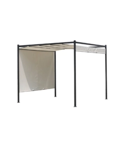 GAZEBO DA ESTERNO "RAVI" IN ACCIAIO E POLIESTERE COLORE BEIGE, 300X300X230 CM