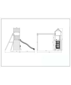 GIOCO DA ESTERNO PER BAMBINI FUNGOO "FLAPPI" CON TORRETTA CON TETTO, SCIVOLO E ALTALENA DOPPIA 303X370X272 CM